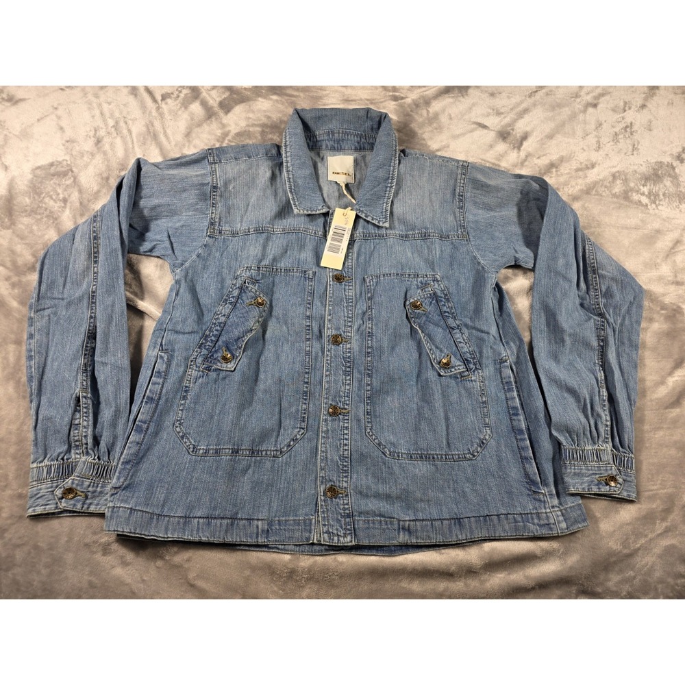 NWT Diesel Gothin Giacca Oversized Ruched Lightweight Denim Jacket women's Small